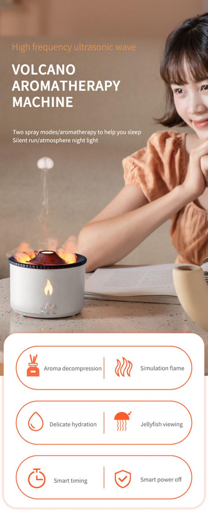 1 Muestra Ok Volcano Flame Humidifier Led Color Flame Effect Diffuser de aceite de aroma ultrasónico para hoteles 1