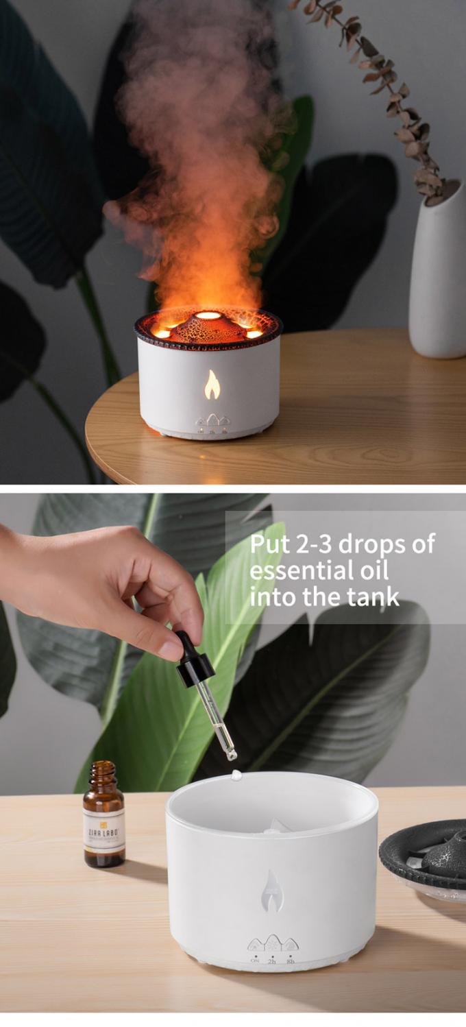 1 Muestra Ok Volcano Flame Humidifier Led Color Flame Effect Diffuser de aceite de aroma ultrasónico para hoteles 3