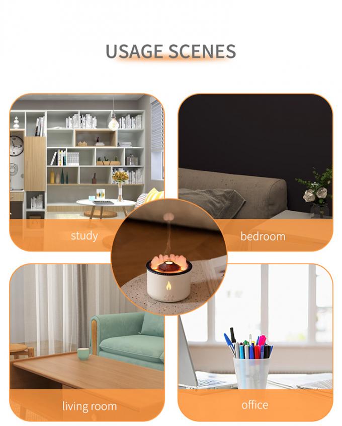 1 Muestra Ok Volcano Flame Humidifier Led Color Flame Effect Diffuser de aceite de aroma ultrasónico para hoteles 11