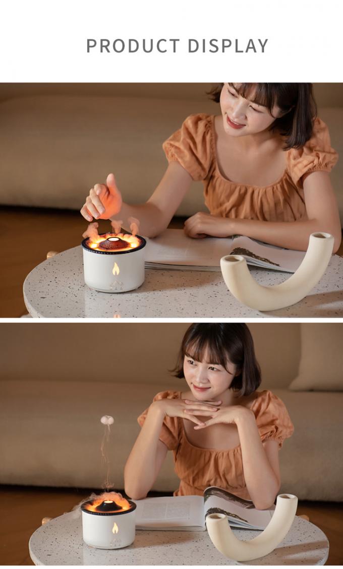 1 Muestra Ok Volcano Flame Humidifier Led Color Flame Effect Diffuser de aceite de aroma ultrasónico para hoteles 12