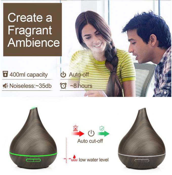 400 ml de capacidad Mini difusor de aceite de aroma máquina de aromaterapia de madera silenciosa de control remoto difusor de aroma con luz LED 8