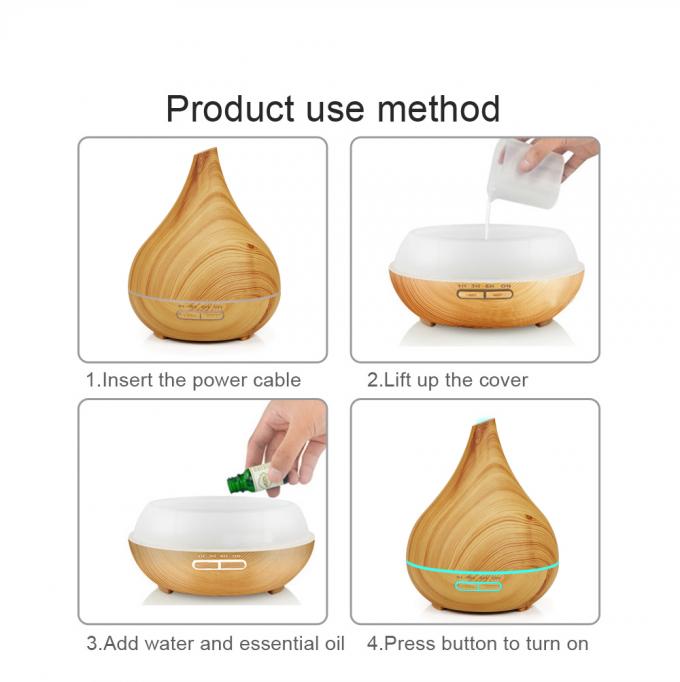 400 ml de capacidad Mini difusor de aceite de aroma máquina de aromaterapia de madera silenciosa de control remoto difusor de aroma con luz LED 16