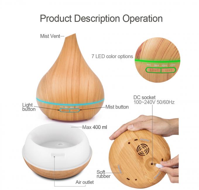 400 ml de capacidad Mini difusor de aceite de aroma máquina de aromaterapia de madera silenciosa de control remoto difusor de aroma con luz LED 15