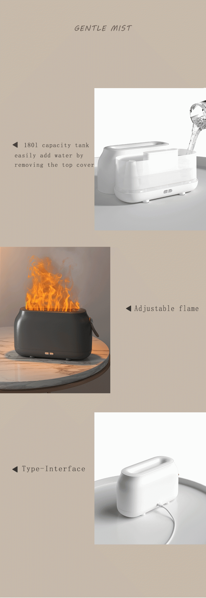 Dropshipping Humificador Rgb Light 180Ml Humidificador de Navidad Ultrasonido Flama Diffuser de aceite Humidificador de llama Dropshipping 9