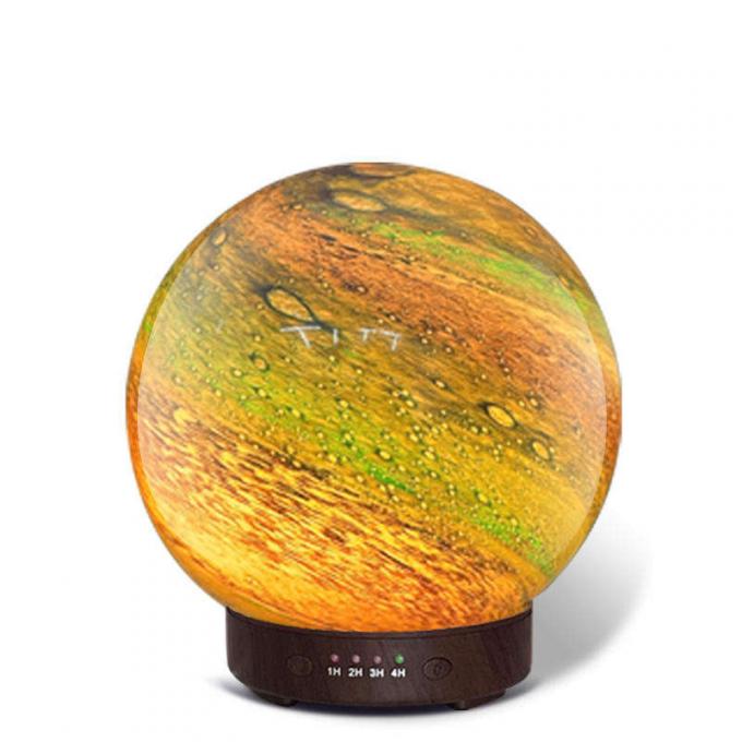 Planeta 3D Diseño hermoso Siete colores luz difusor de aroma Decoración de bolas de vidrio Diffusor de aceite esencial para escritorio en casa 10