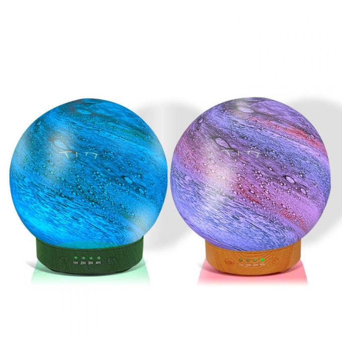 Planeta 3D Diseño hermoso Siete colores luz difusor de aroma Decoración de bolas de vidrio Diffusor de aceite esencial para escritorio en casa 8