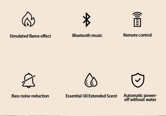 Humidificador de llama tranquila Bluetooth Remote LED Aromaterapia personalizado 150ml 1