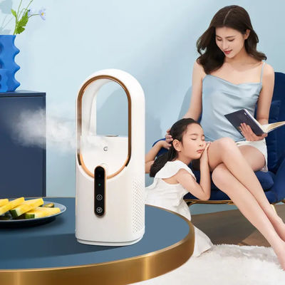 Buen precio Ventilador de niebla eléctrica sin hojas 2200mAh Gran batería Con un buen diseño Humidificador de niebla fría Humidificador de ventilador de niebla de seguridad portátil en línea